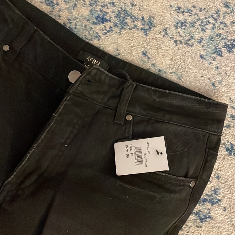 AFRM straight black jeans w rips! With tags - Picture 4 of 5